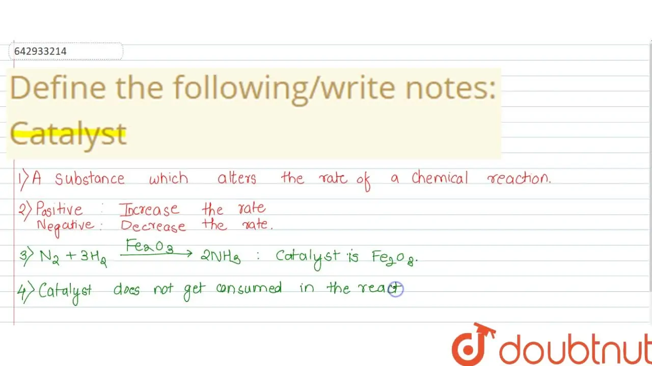 [Marathi] Define the following/write notes Catalyst