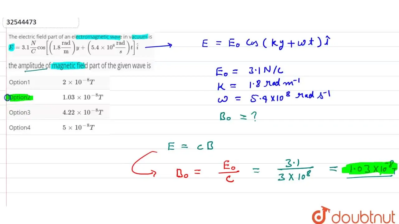 In the question 38, the amplitude of magnetic field part of the given wave  is