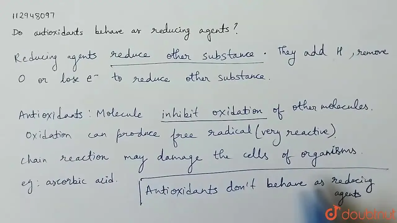 Do antioxidants behave as reducing agents
