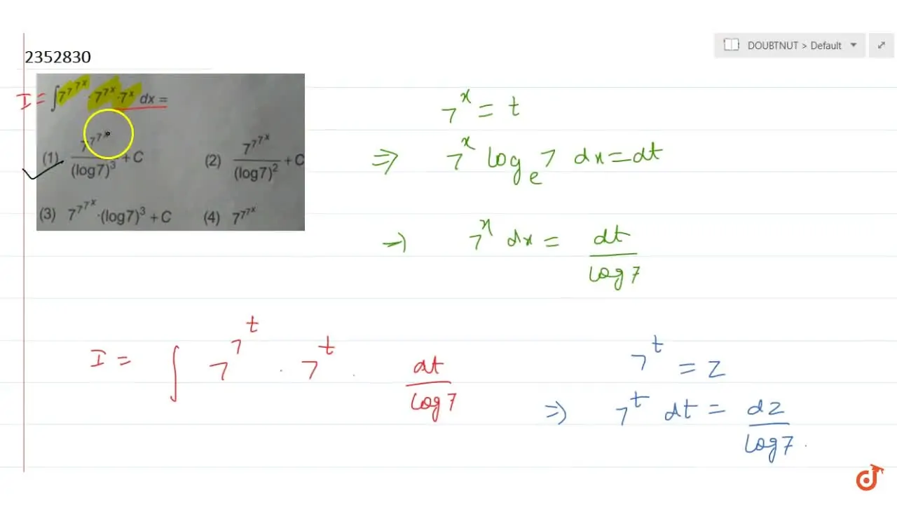 int\ 7^(7^(7^x)) * 7^(7^x) * 7^x \ dx