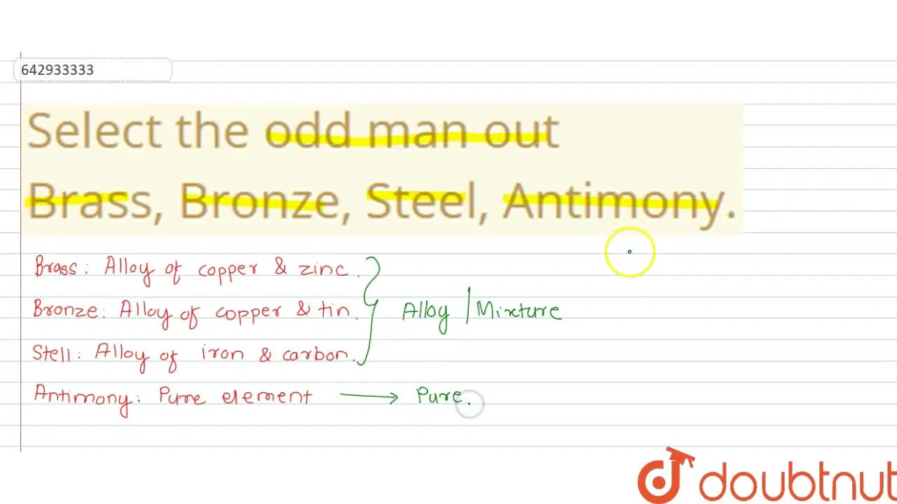[Marathi] Select the odd man out Brass, Bronze, Steel, Antimony.
