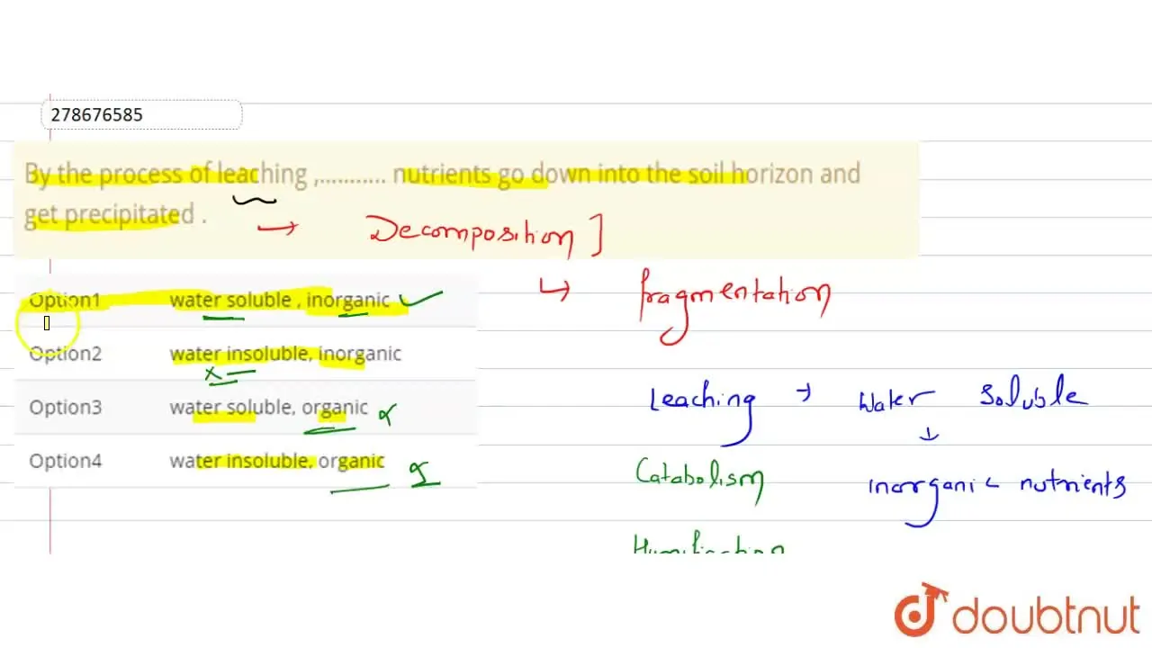 By the process of leaching ,……..... nutrients go down into the soil ho