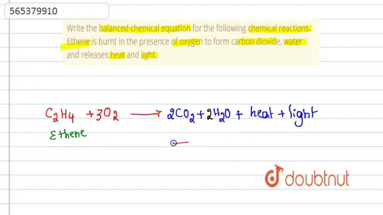 Kannada Write the balanced chemical equation for the following chemi