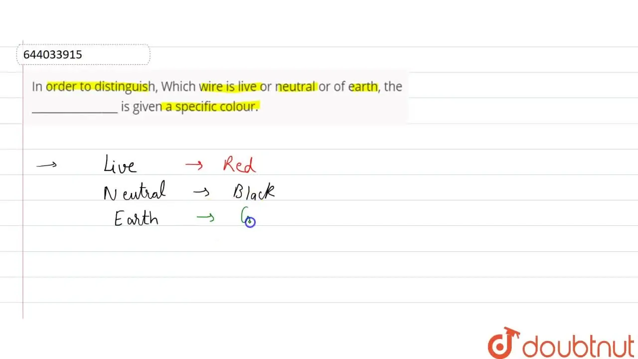 In order to distinguish, Which wire is live or neutral or of earth, th