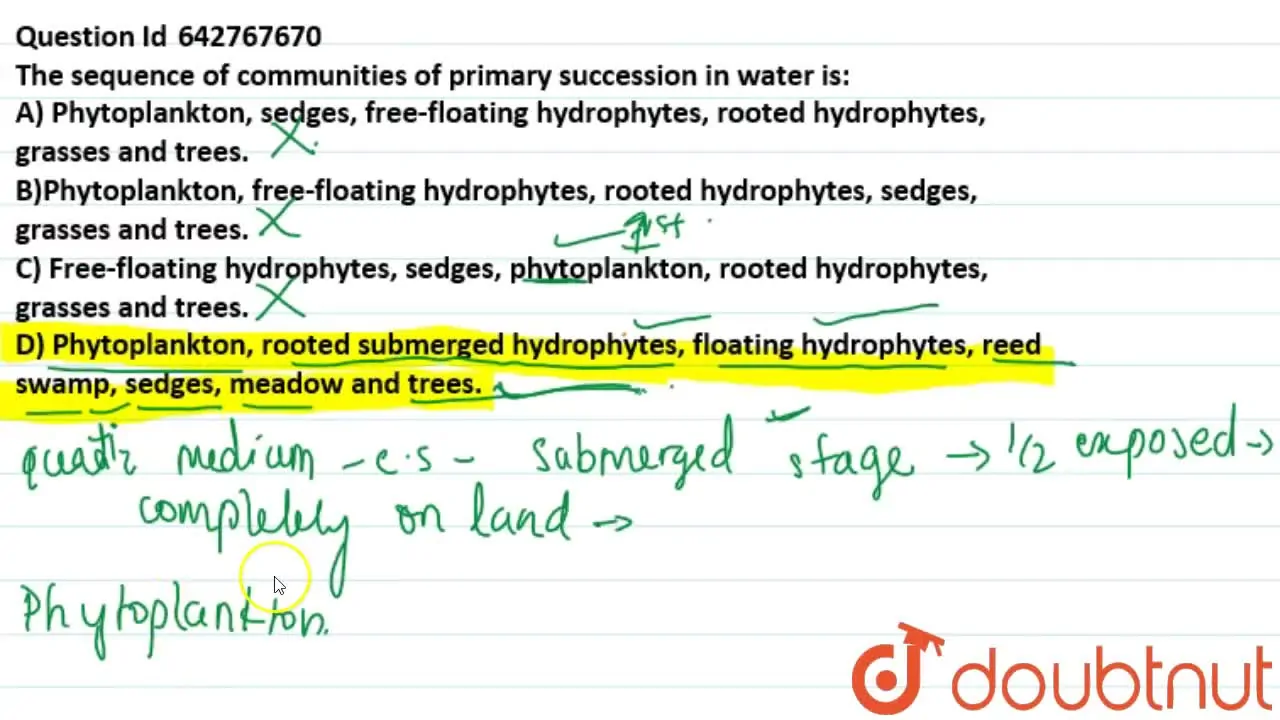 [Kannada Solution] Freefloating hydrophytes, sedges, phytoplankton, r