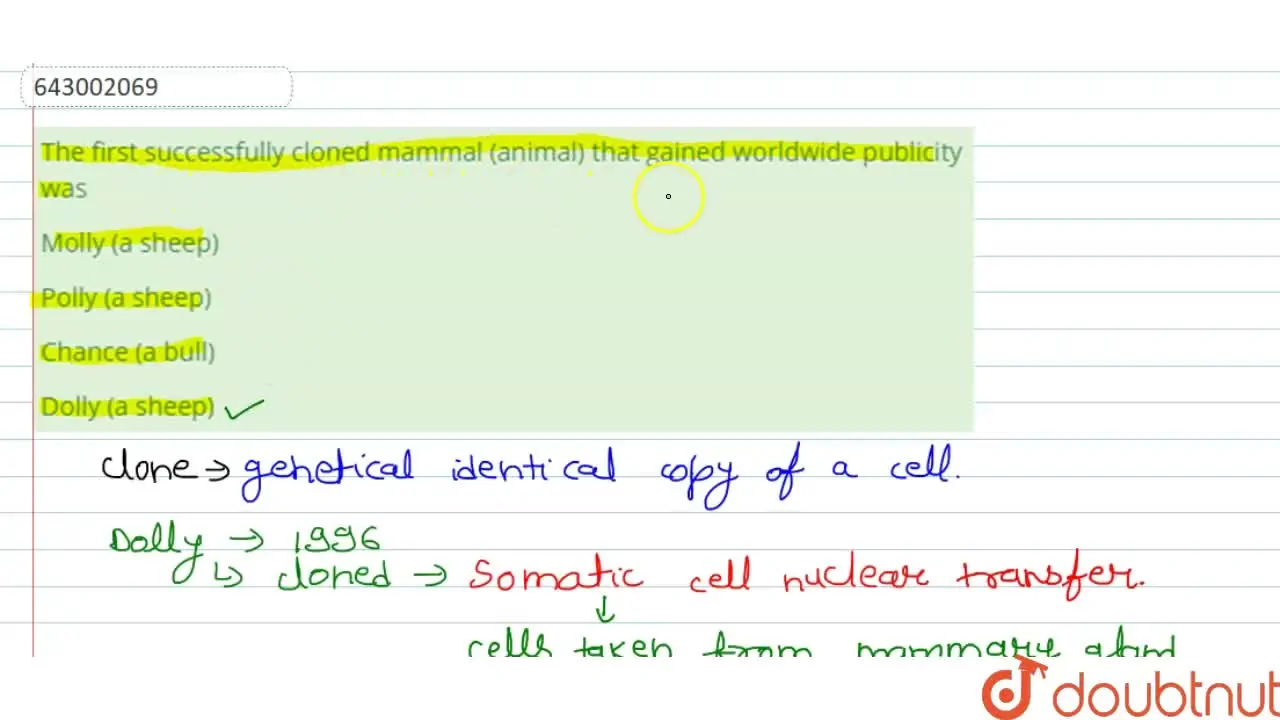 The first successfully cloned mammal (animal) that gained worldwide pu