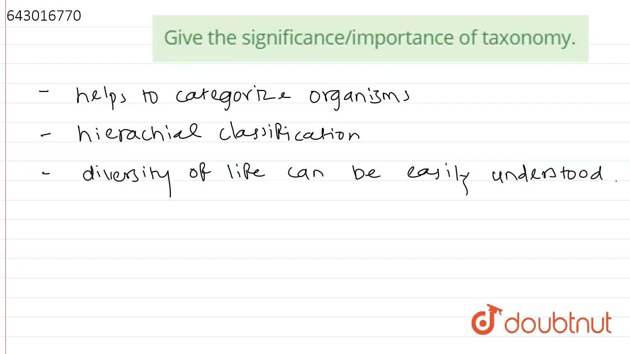 [Marathi Solution] Give the significance/importance of taxonomy.
