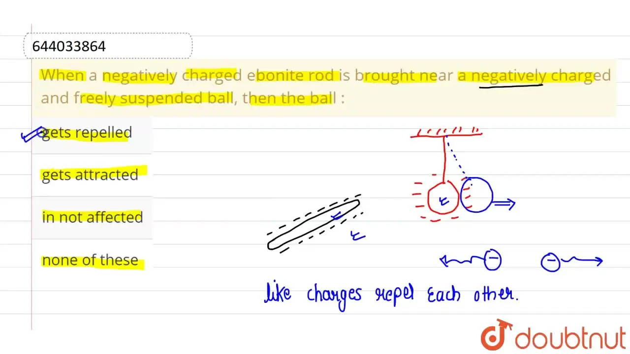 When a negatively charged ebonite rod is brought near a negatively cha