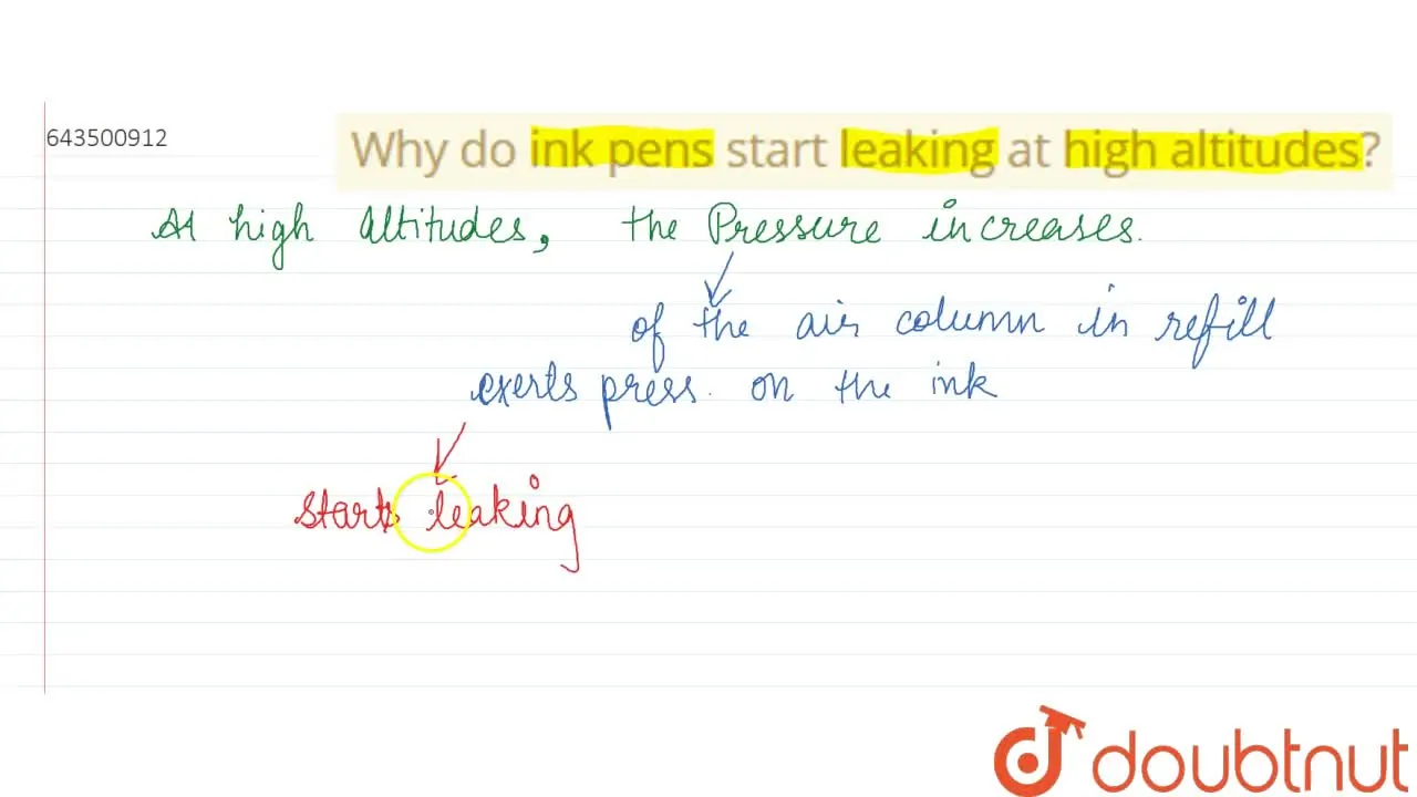 Why do ink pens start leaking at high altitudes?
