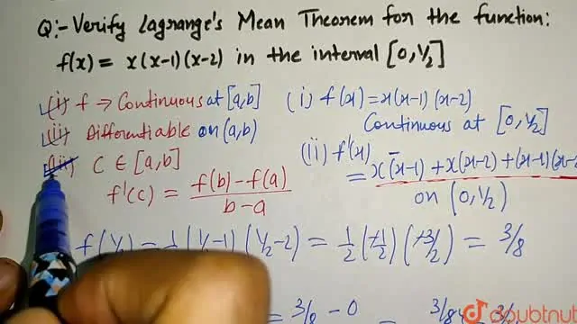 [Punjabi] Verify Lagrange's Mean Value Theorem for the function : f(x)