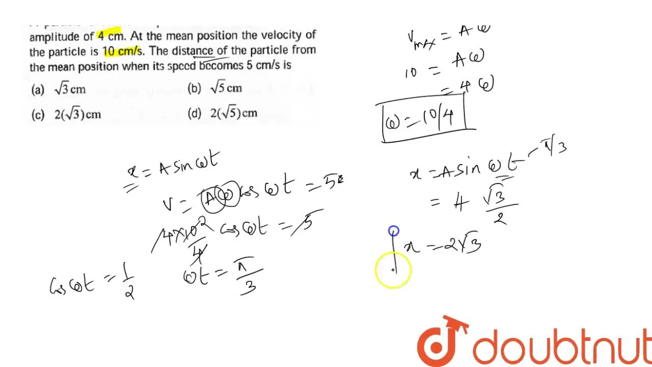 A Particle Executes Simple Harmonic Motion With An Amplitude Of 4cm At