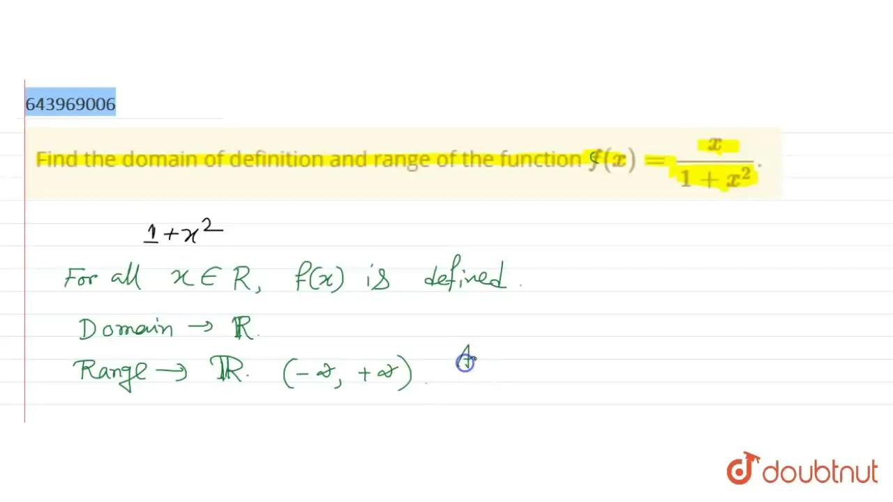 [Bengali] Find the domain of definition and range of the function f(x)