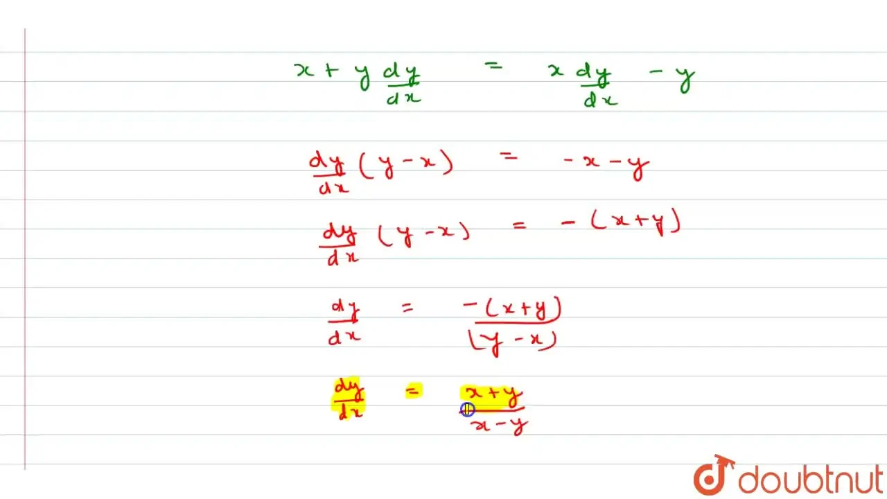 if-log-x-2-y-2-2tan-1-y-x-show-that-dy-dx-x-y