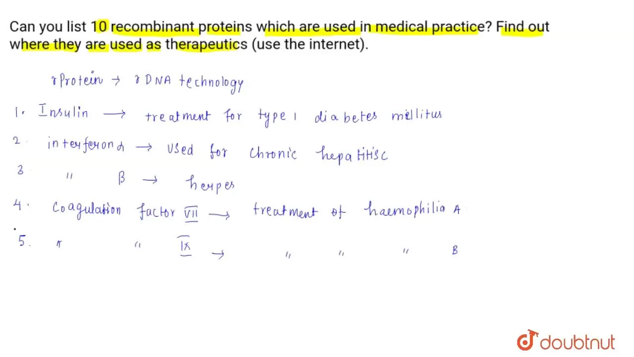 [Tamil Solution] Can you list 10 proteins which are used i