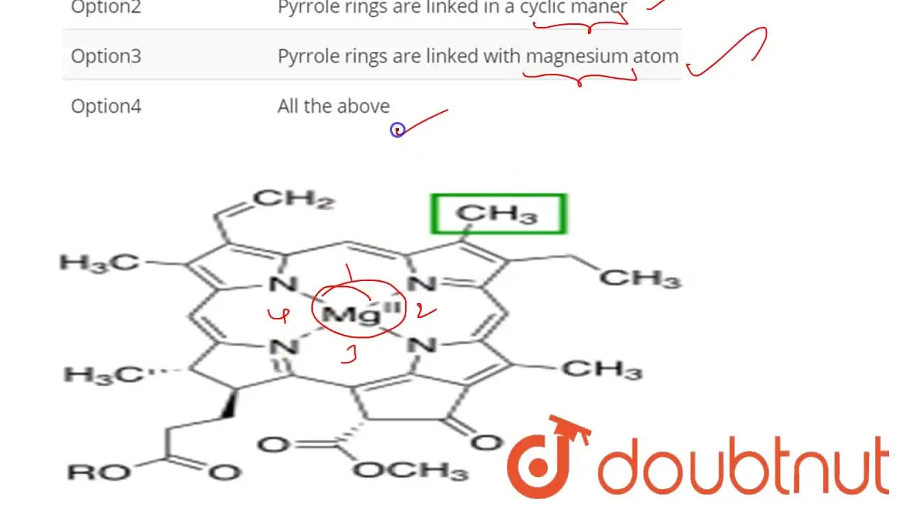 Telugu] I) Chlorophyll is a magnesium porphyrin complex II) Mg atom