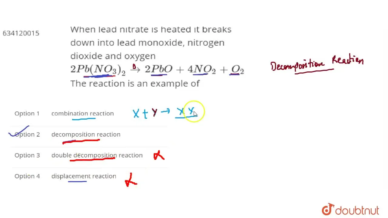 When lead nitrate is heated it breaks down into lead monoxide, nitroge