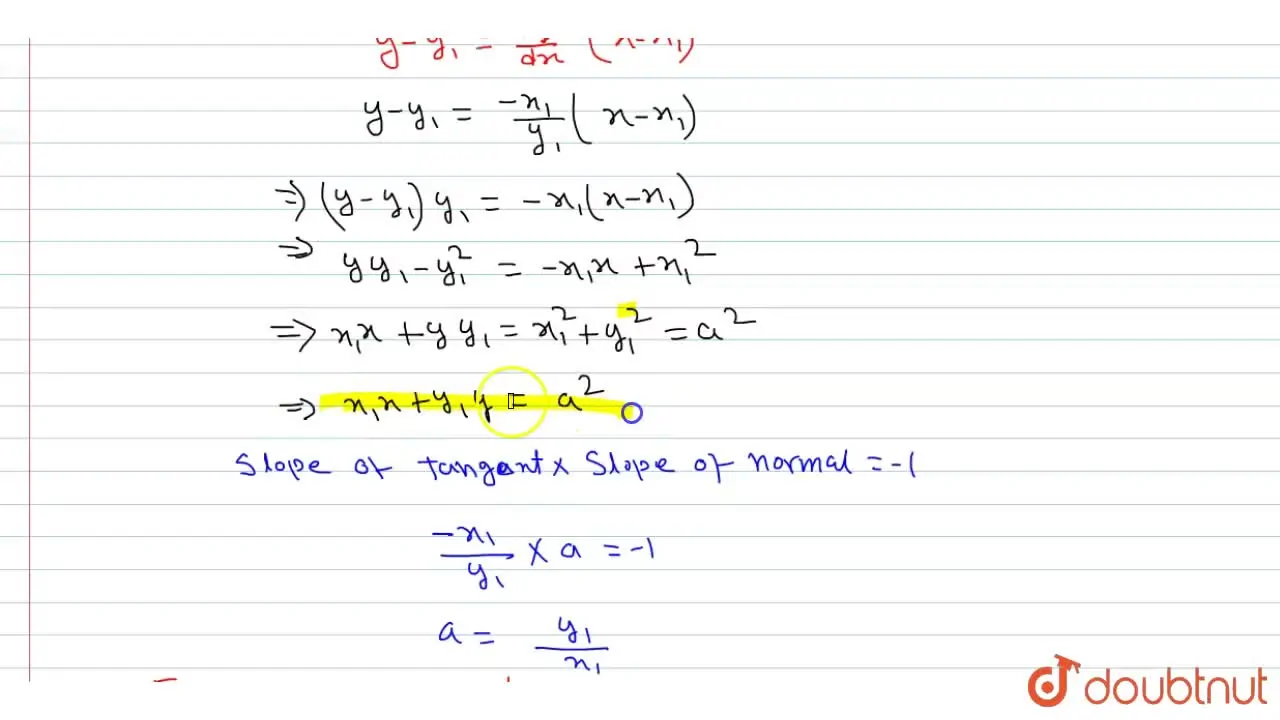 Find the equation of tangent and normal the length of subtangent and s