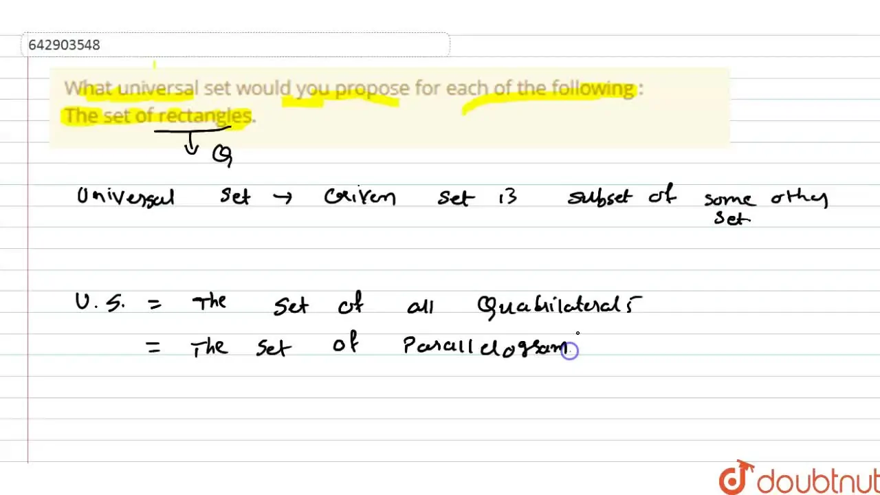 [Gujrati] What universal set would you propose for each of the followi