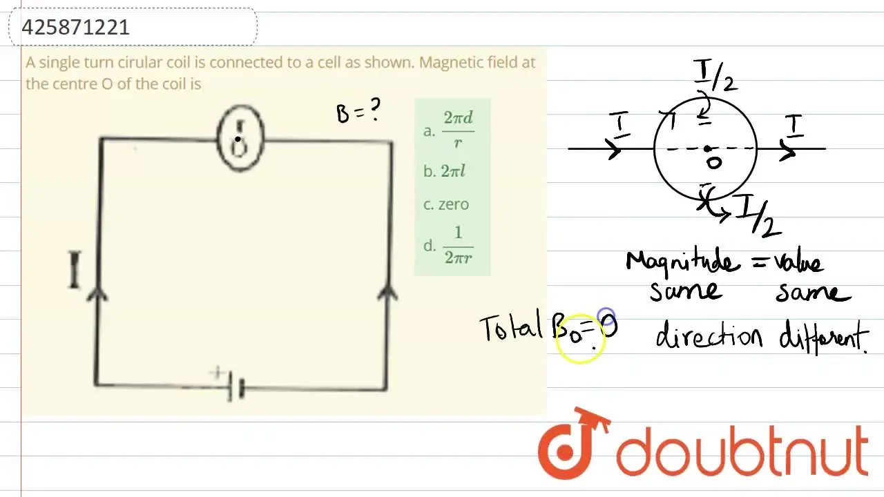 [Tamil] A single turn cirular coil is connected to a cell as shown. Ma