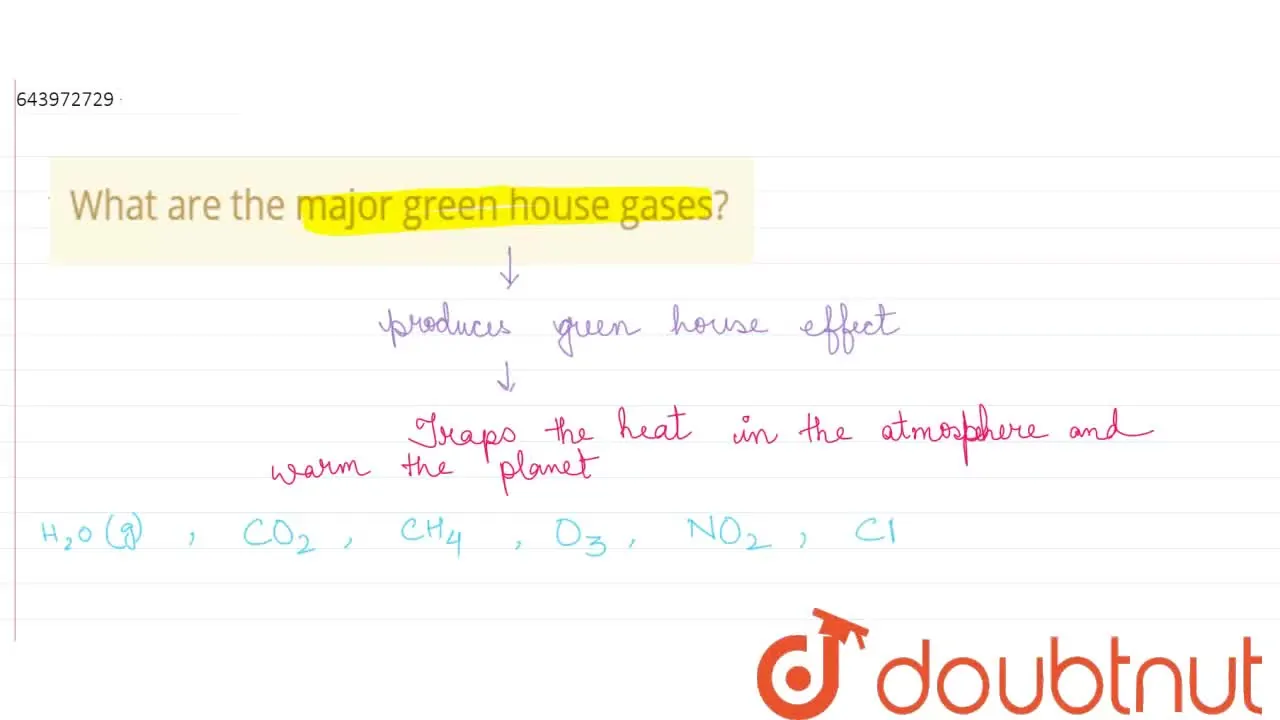 [Bengali Solution] What are the major green house gases?