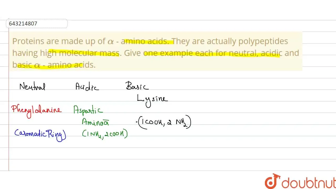 [Malayalam] Proteins are made up of alpha amino acids. They are actu