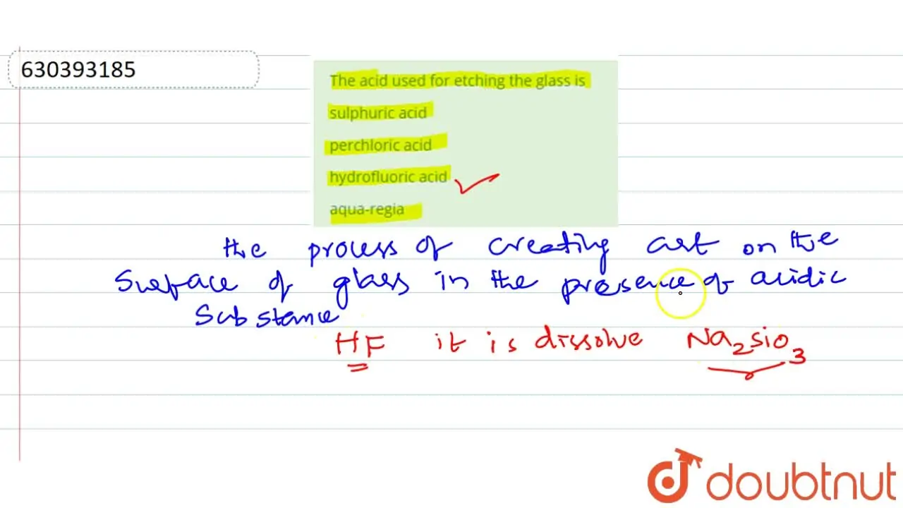 [Telugu] The acid used for etching the glass is