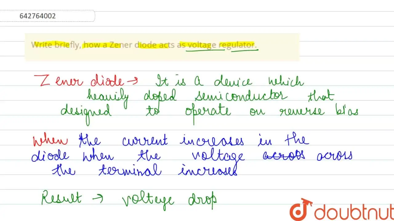 [Punjabi] Write briefly, how a Zener diode acts as voltage regulator.