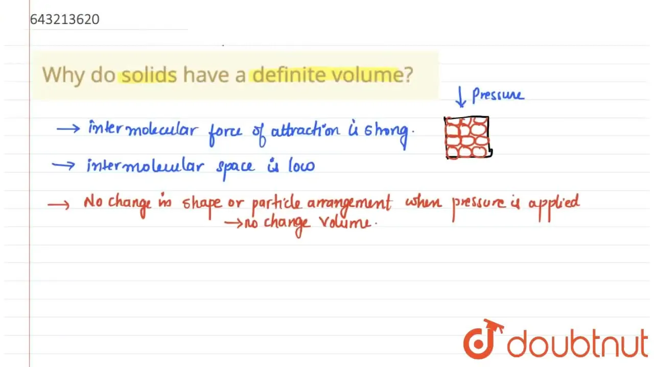 [Malayalam] Why do solids have a definite volume?