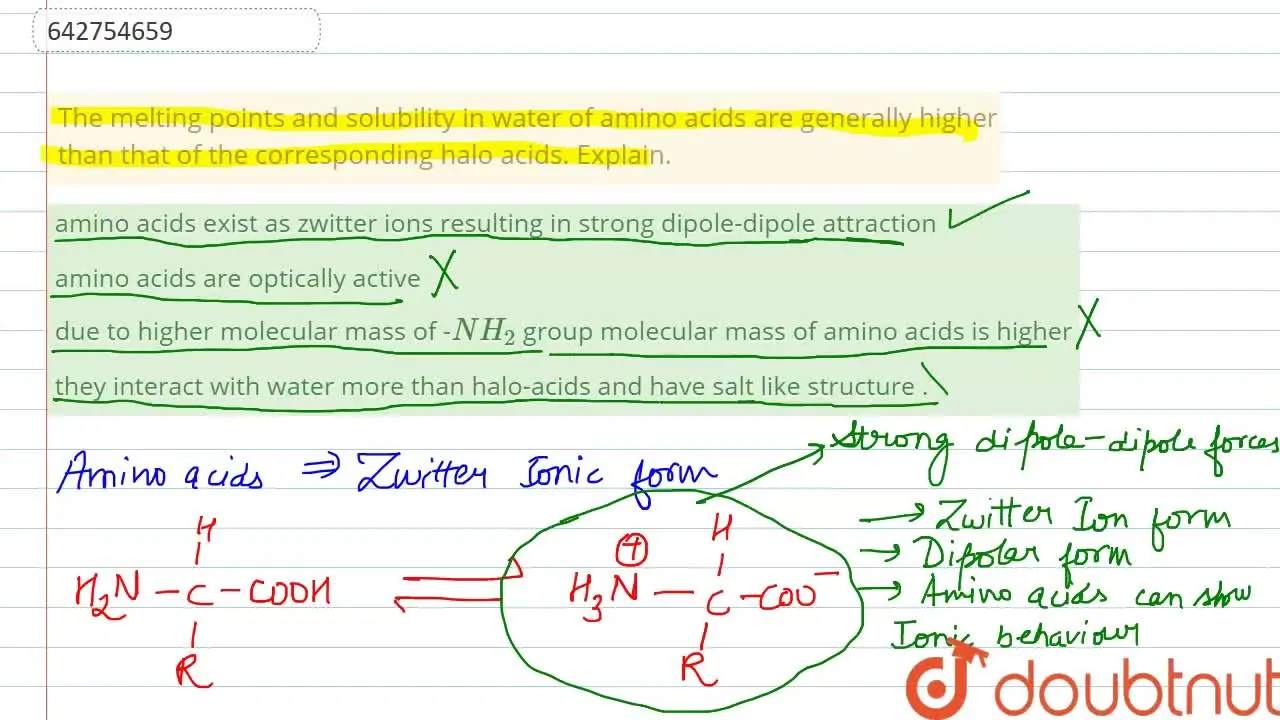 The melting points of amino acids are higher than the corresponding ha