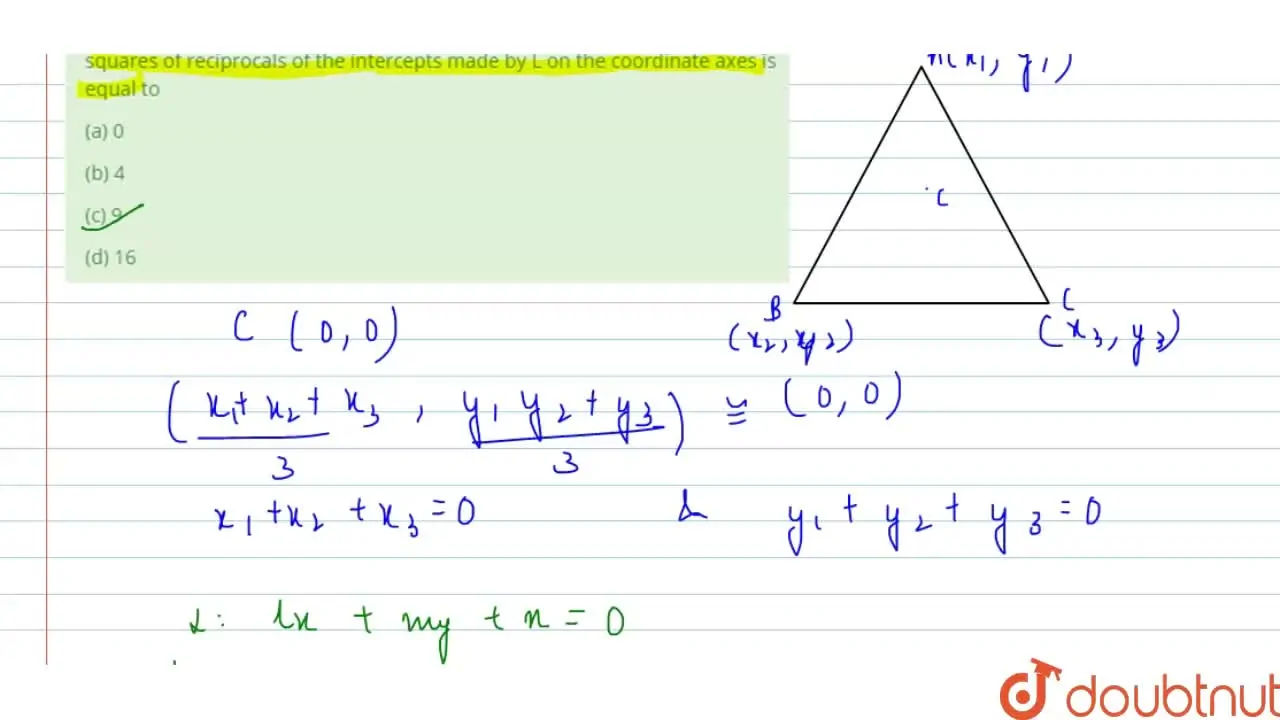 A(x1, Y1), B(x2,y2), C(x3,y3) Are Three Vertices Of A Triangle ABC. Lx