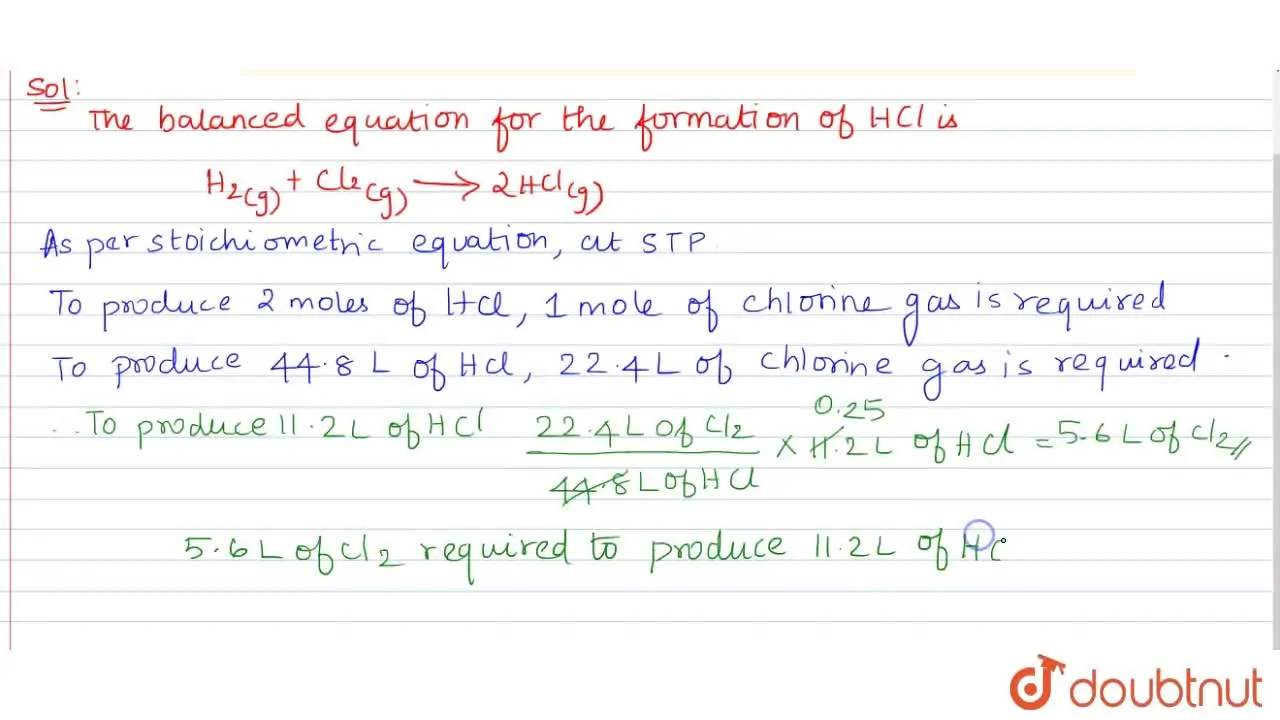 [Tamil] How much volume of chlorine is required to form 11.2 L of HC1