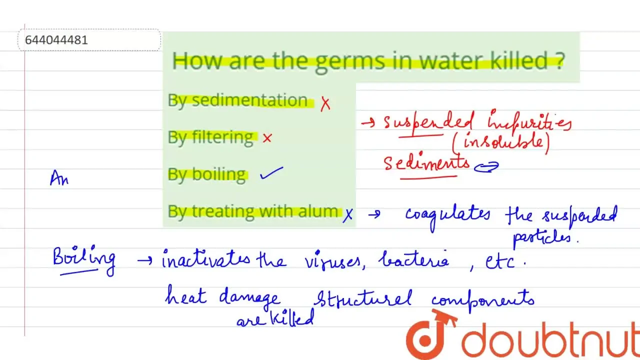 How are the germs in water killed