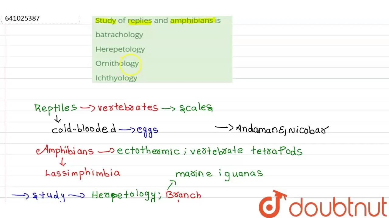 [Telugu Solution] Study of replies and amphibians is