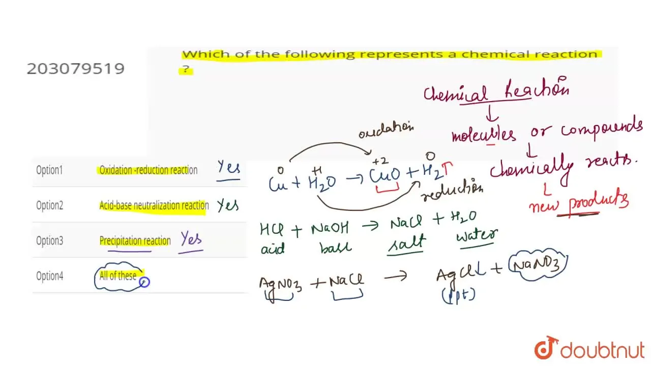 Which of the following represents a chemical reaction