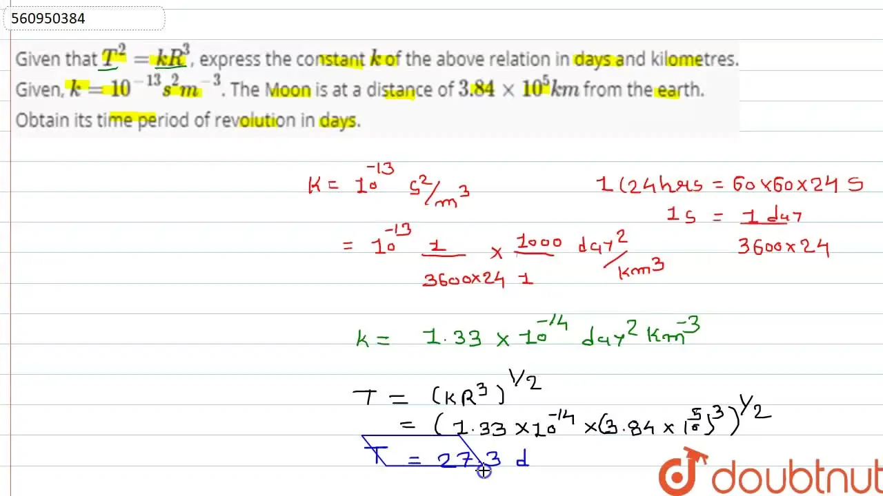 [Gujrati] Express the constant k of Eq. (8.38) in days and kilometres.