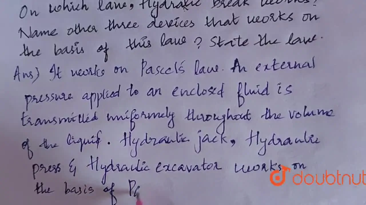 [Malayalam] On which law, hydraulic brak works? Name other three devic