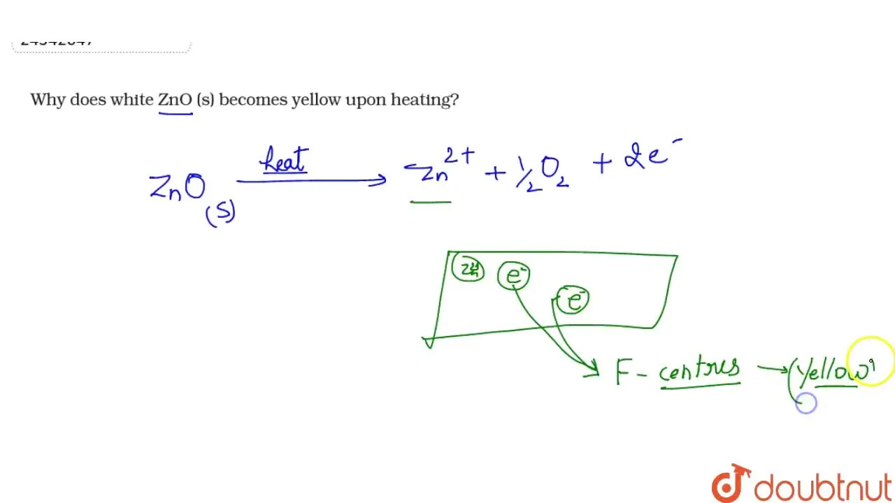 why does white Zn0(s) yellow upon heating