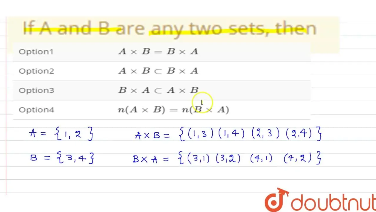 If A And B Are Any Two Sets, Then