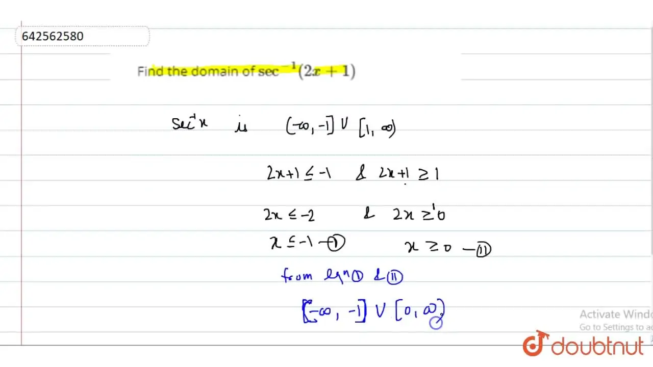 Find the domain of sec^(1)(2x+1)