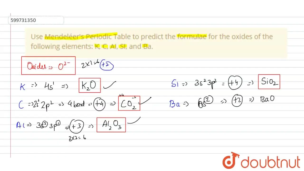 [Kannada] Use Mendeléer's Periodic Table to predict the formulae for t