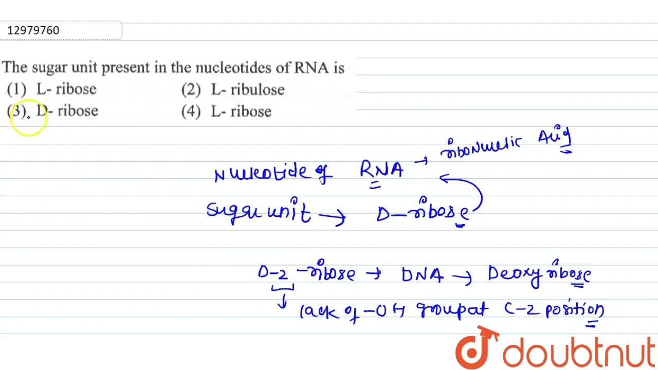 The sugar unit present in the nucleotides of RNA is