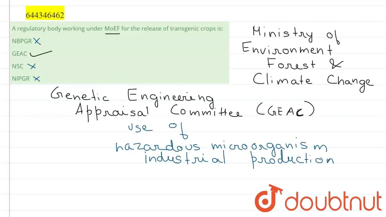 A regulatory body working under MoEF for the release of transgenic cro