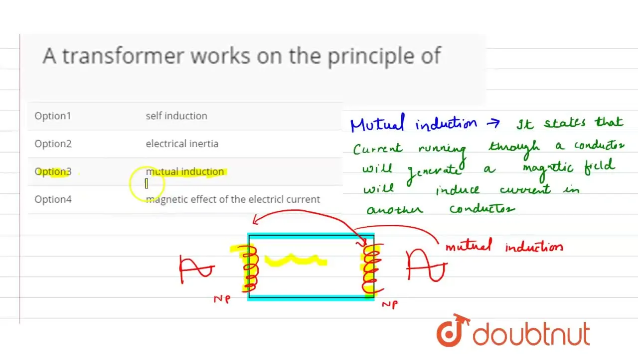 A transformer works on the principle of