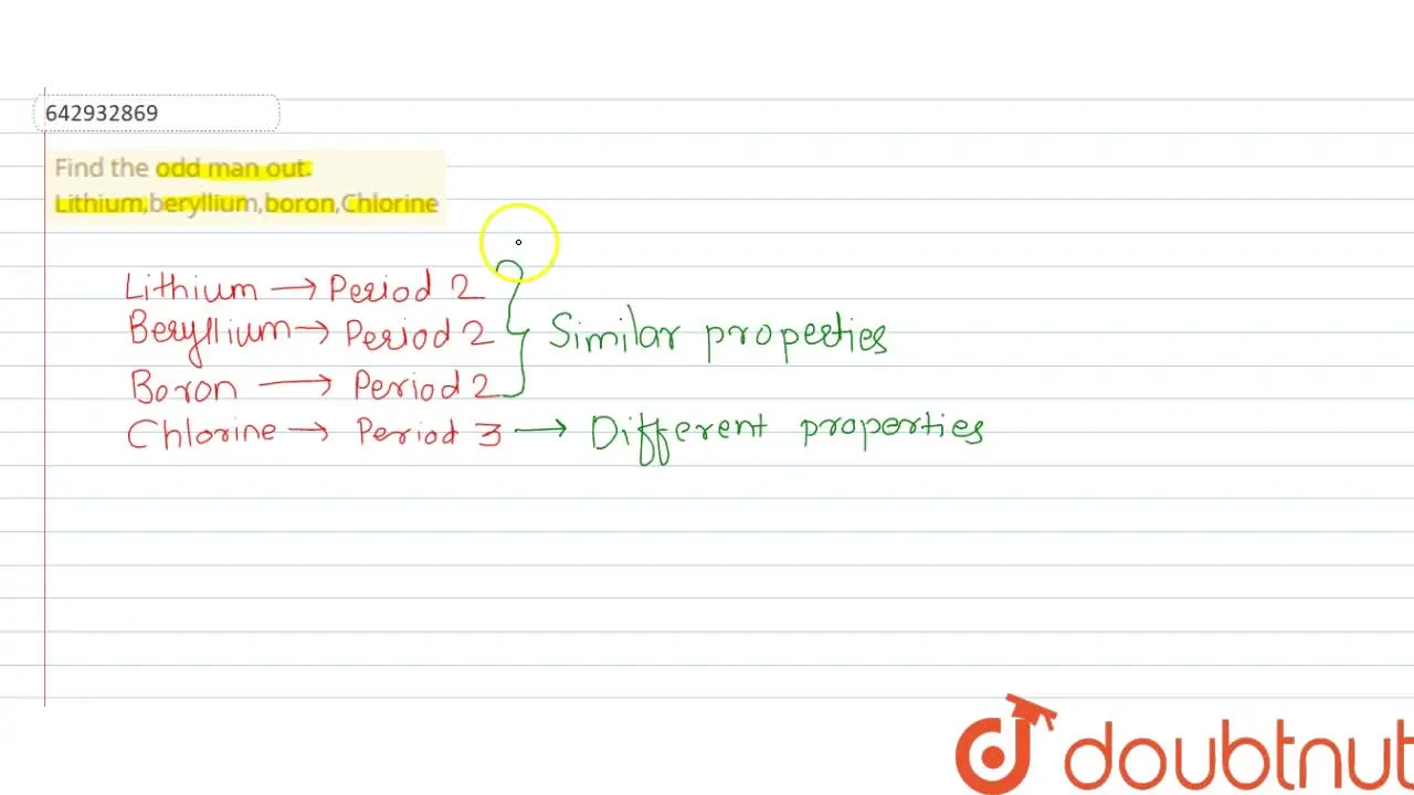 [Marathi] Find the odd man out. Lithium,beryllium,boron,Chlorine