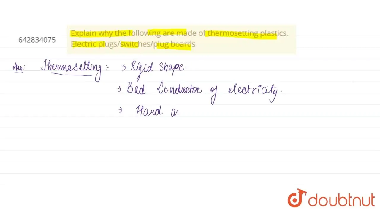 [Punjabi] Explain why the following are made of thermosetting plastic