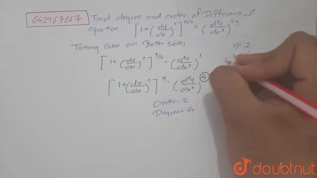 [Marathi] Find the degree of the differential equation [1+(dy/dx)^2]^