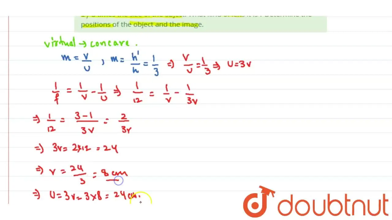 [Punjabi] A lens of focal length 12 cm produces a virtual image. The s
