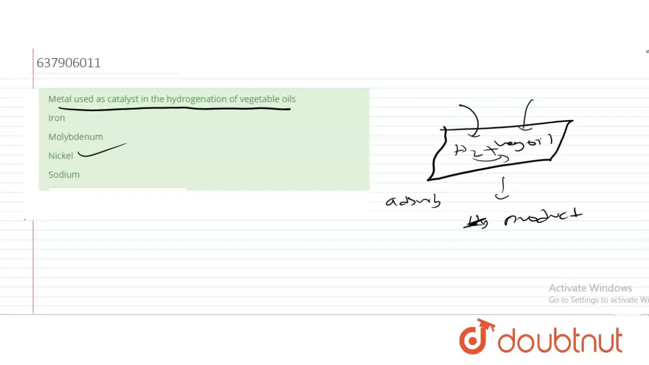 [Telugu] Metal used as catalyst in the hydrogenation of vegetable oils