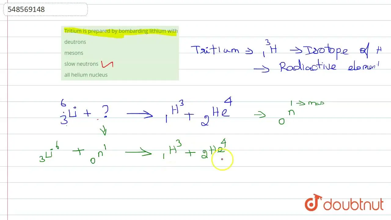 [Tamil] Tritium is prepared by bombarding lithium with