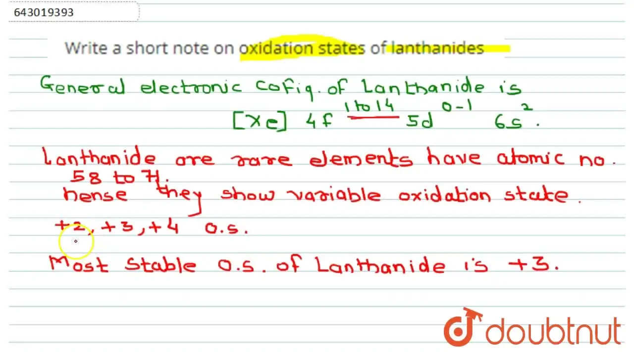 [Marathi] Write a short note on oxidation states of lanthanides